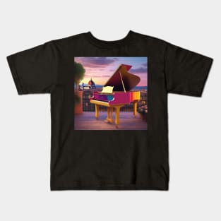 A Grand Piano In A Picturesque Scene in Florence Italy At Dusk Kids T-Shirt